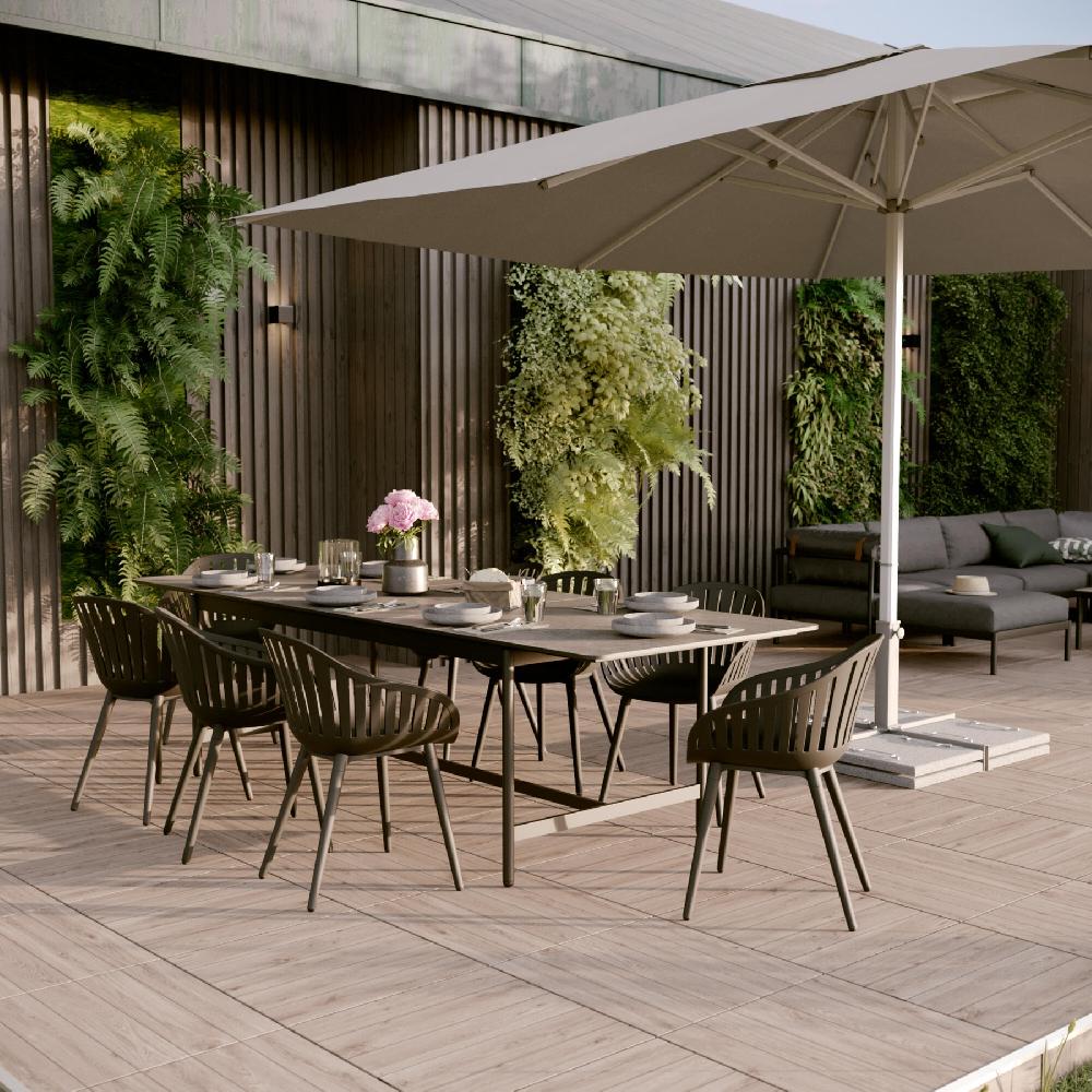 Conjunto de jardín NATERIAL Idunn de aluminio negro para 6 personas