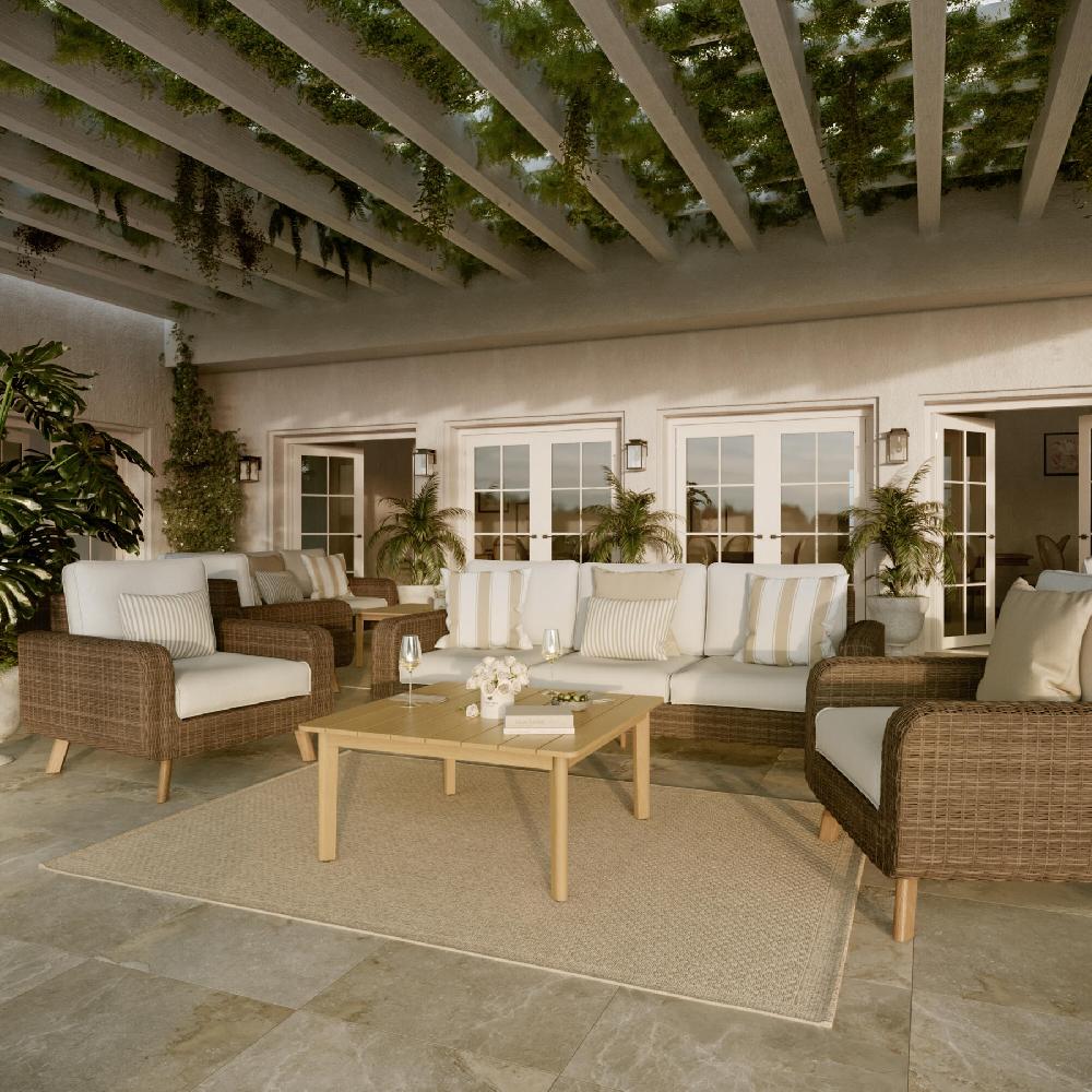 Conjunto de jardín NATERIAL Nerea de aluminio y ratán para 5 comensales