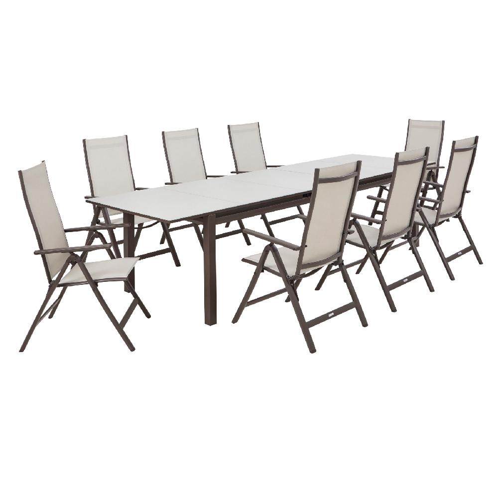 Conjunto De Jardin Odyssea II De Aluminio Moka Para 8 Comensales