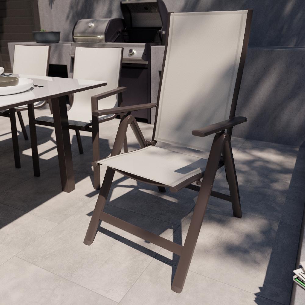 Conjunto De Jardin Odyssea II De Aluminio Moka Para 8 Comensales