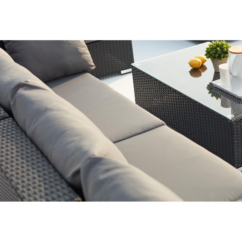 Conjunto De Jardín Panorámico 8 Plazas De Resina Trenzada Negro/gris SALENTO