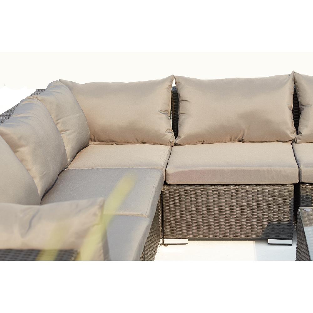 Conjunto De Jardín Panorámico 8 Plazas De Resina Trenzada Negro/gris SALENTO