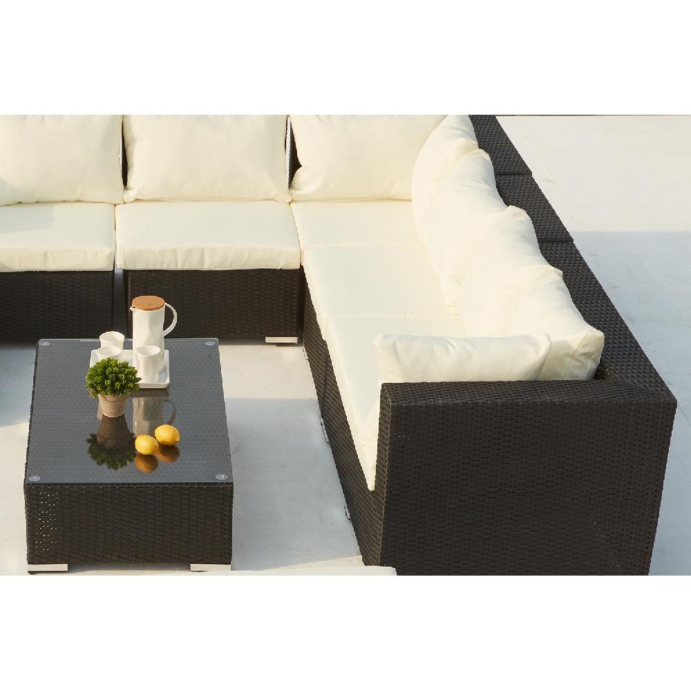 Conjunto De Jardín Panorámico 8 Plazas De Resina Trenzada Negro/blanco SALENTO