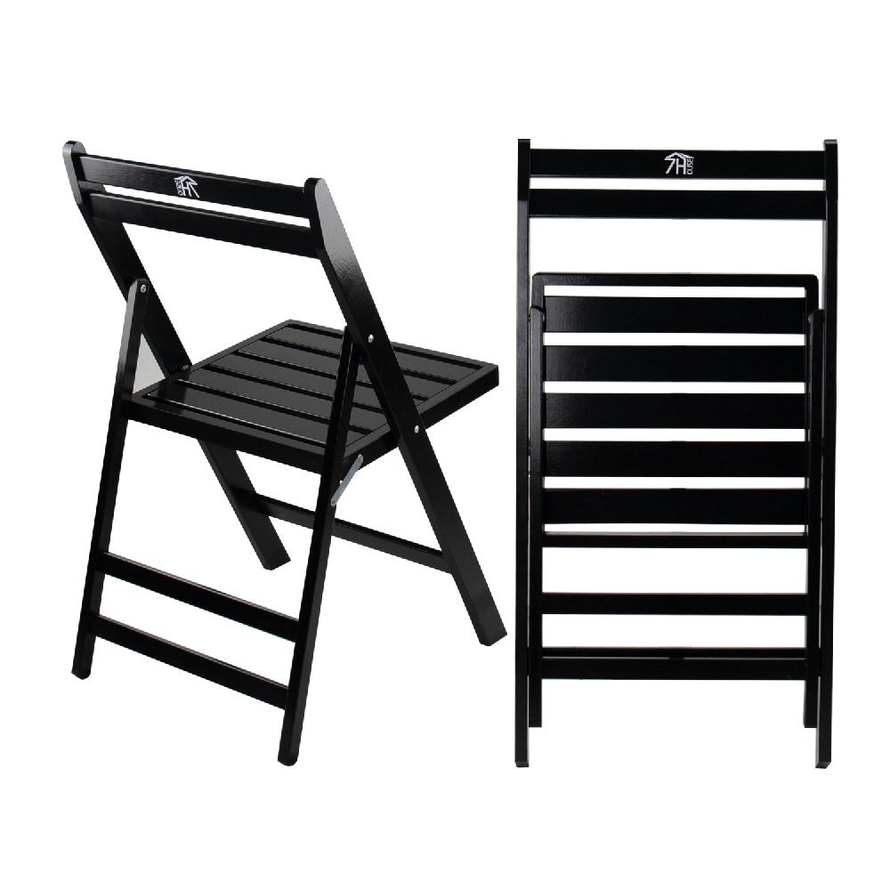 Conjunto De Jardín Plegable Mesa Cuadrada Y 2 Sillas Biano Negro Madera De Bambú 7house