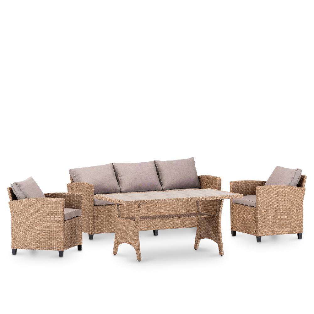 Conjunto de jardín ratán sintético y acero con mesa alta - Verona