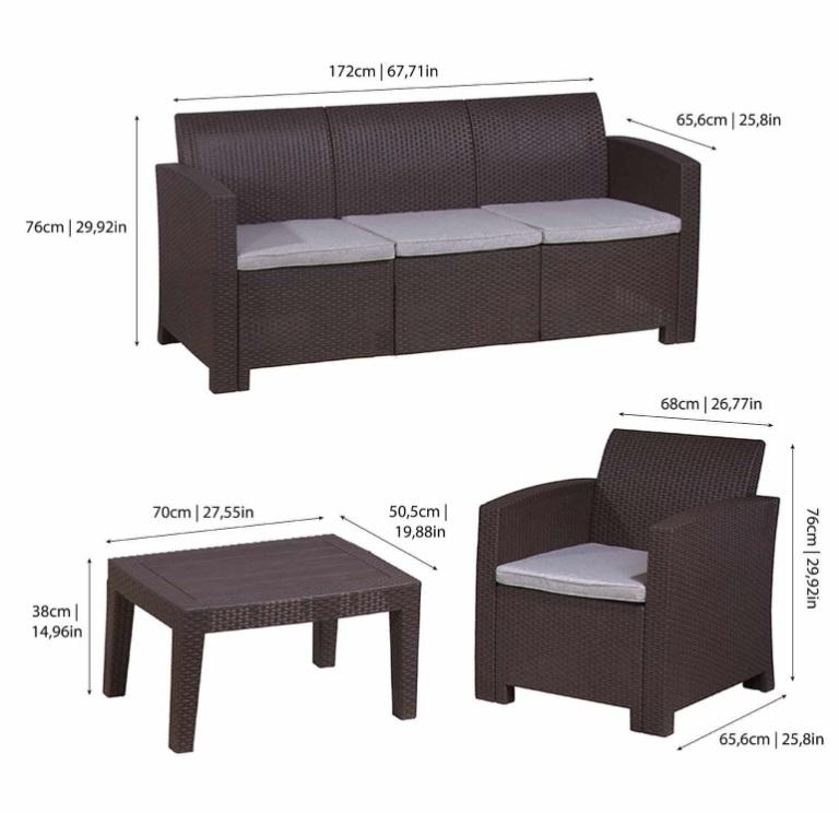 Conjunto De Jardín Salerno Para 5 Plazas Marrón