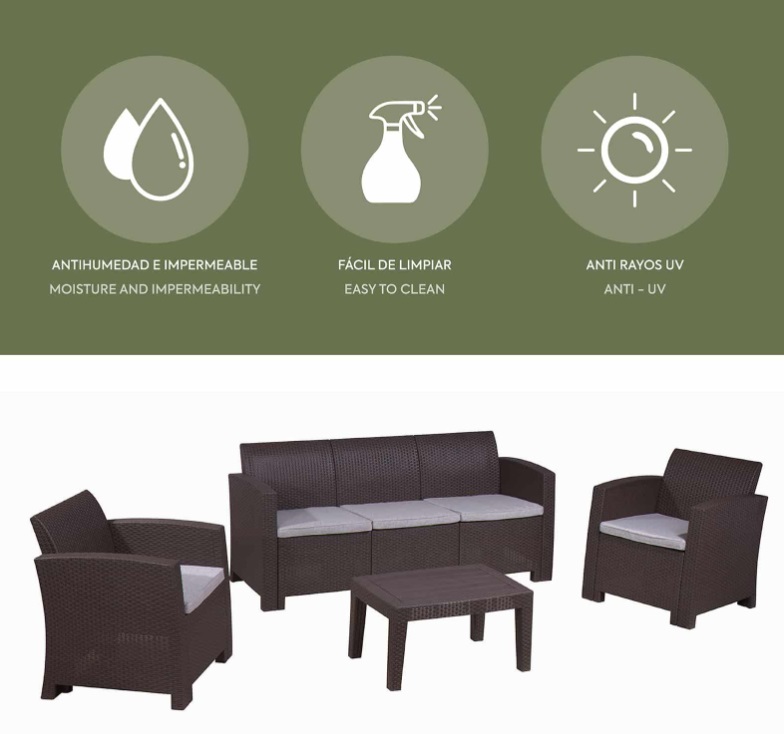 Conjunto De Jardín Salerno Para 5 Plazas Marrón