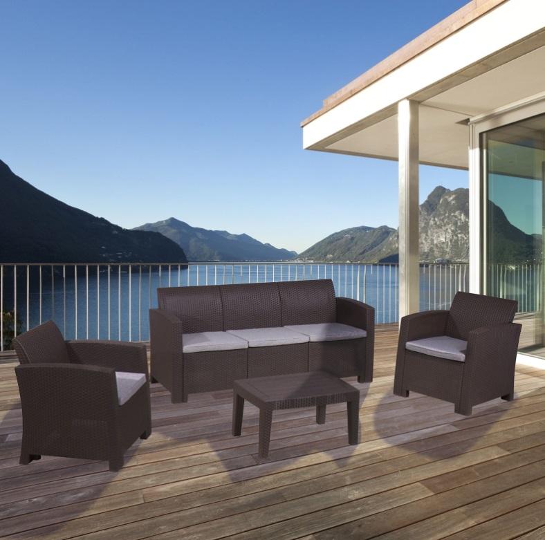 Conjunto De Jardín Salerno Para 5 Plazas Marrón