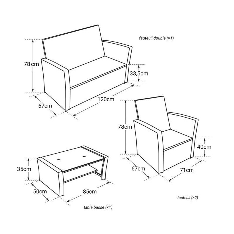 Conjunto De Jardín SINTRA En Resina Trenzada Marrón 4 Plazas Cojines Crema