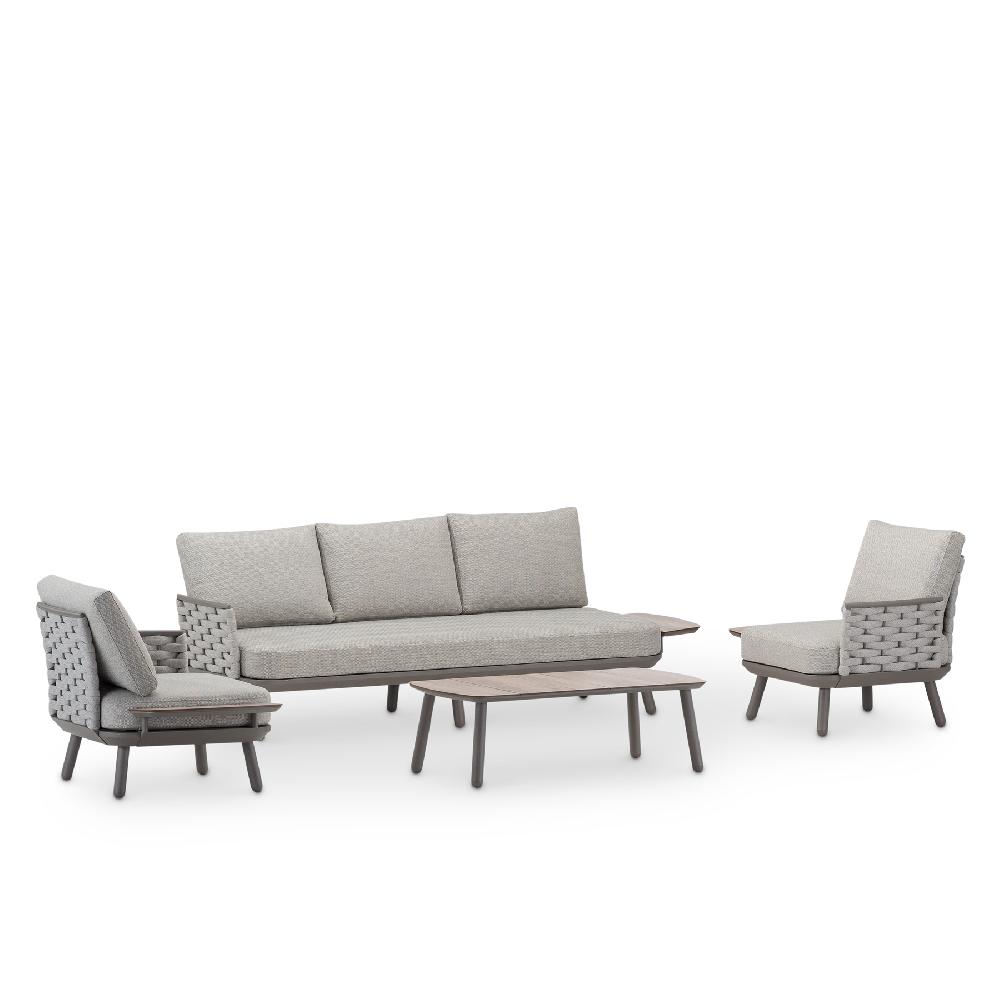 Conjunto de jardín taupé 5 plazas - Matilda