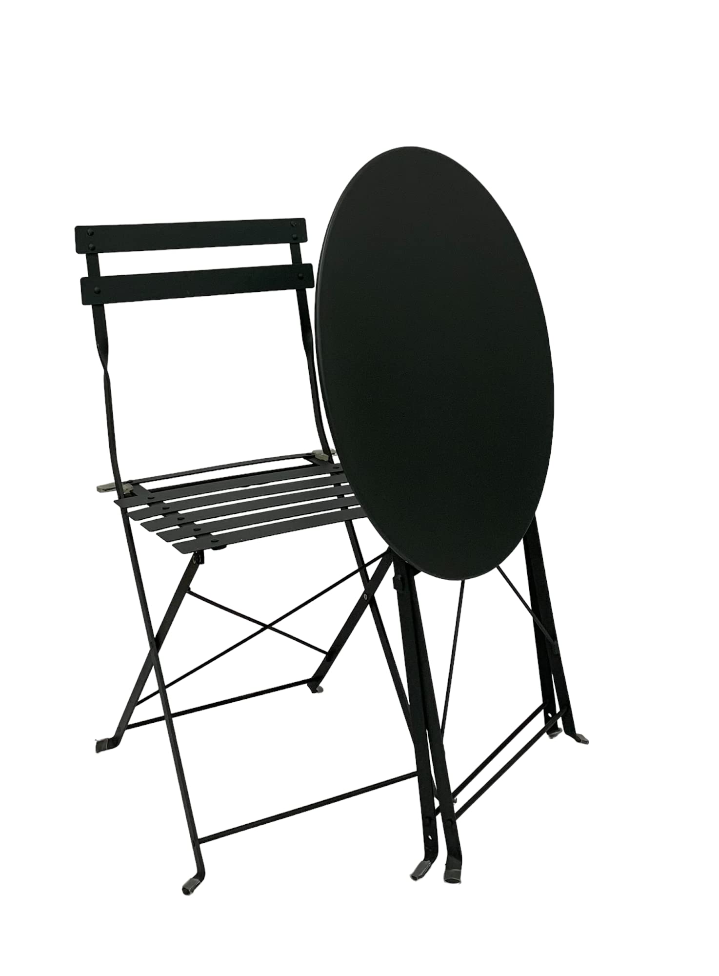 Conjunto De Mesa + 2 Sillas Plegables Balcón/Terraza ASTAN HOGAR. Color Gris Antracita