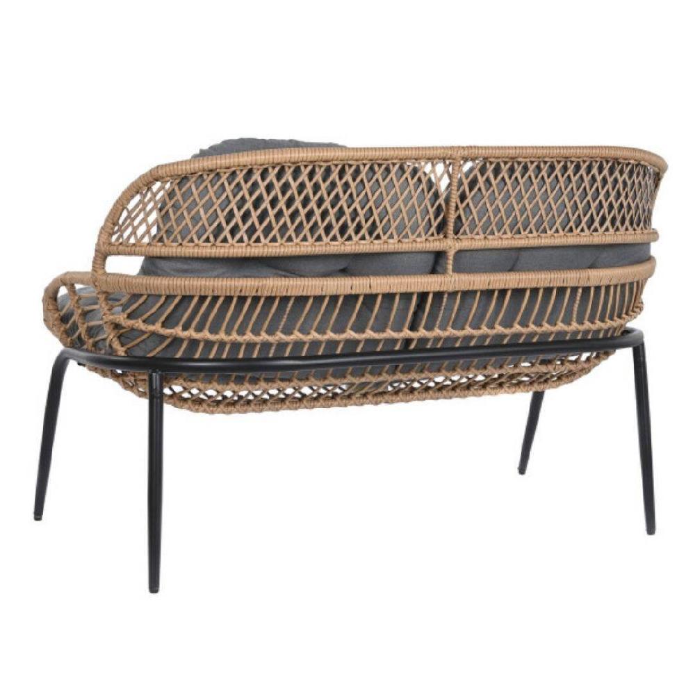 Conjunto De Mesa Con 3 Sillones DKD Home Decor Gris 130 X 76 X 83 Cm Cristal Metal Ratán Sintético