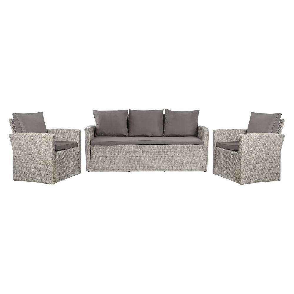 Conjunto De Mesa Con 3 Sillones DKD Home Decor Marrón Ratán Sintético (177 X 72 X 80 Cm)