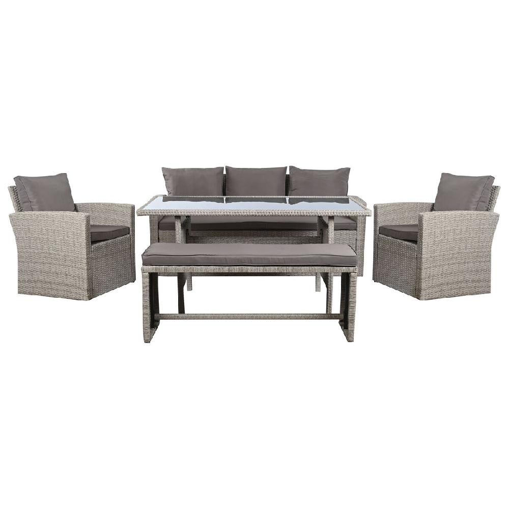 Conjunto de Mesa con 3 Sillones DKD Home Decor Marrón ratán sintético (177 x 72 x 80 cm)