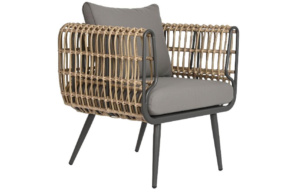 Conjunto De Mesa Con 3 Sillones DKD Home Decor Ratán Sintético Aluminio (144 X 67 X 74 Cm)