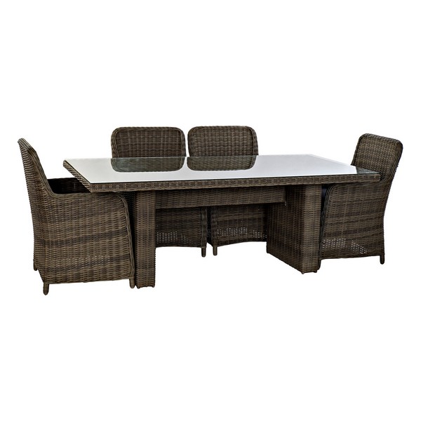 Conjunto De Mesa Con 6 Sillas DKD Home Decor Acero Ratán (7 Pcs)