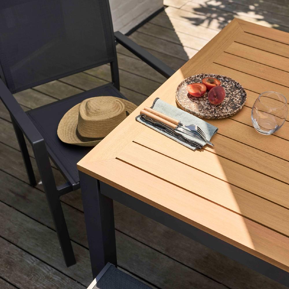 Conjunto De Mesa De Jardín Eucalipto 180/240 Cm Con 10 Sillas