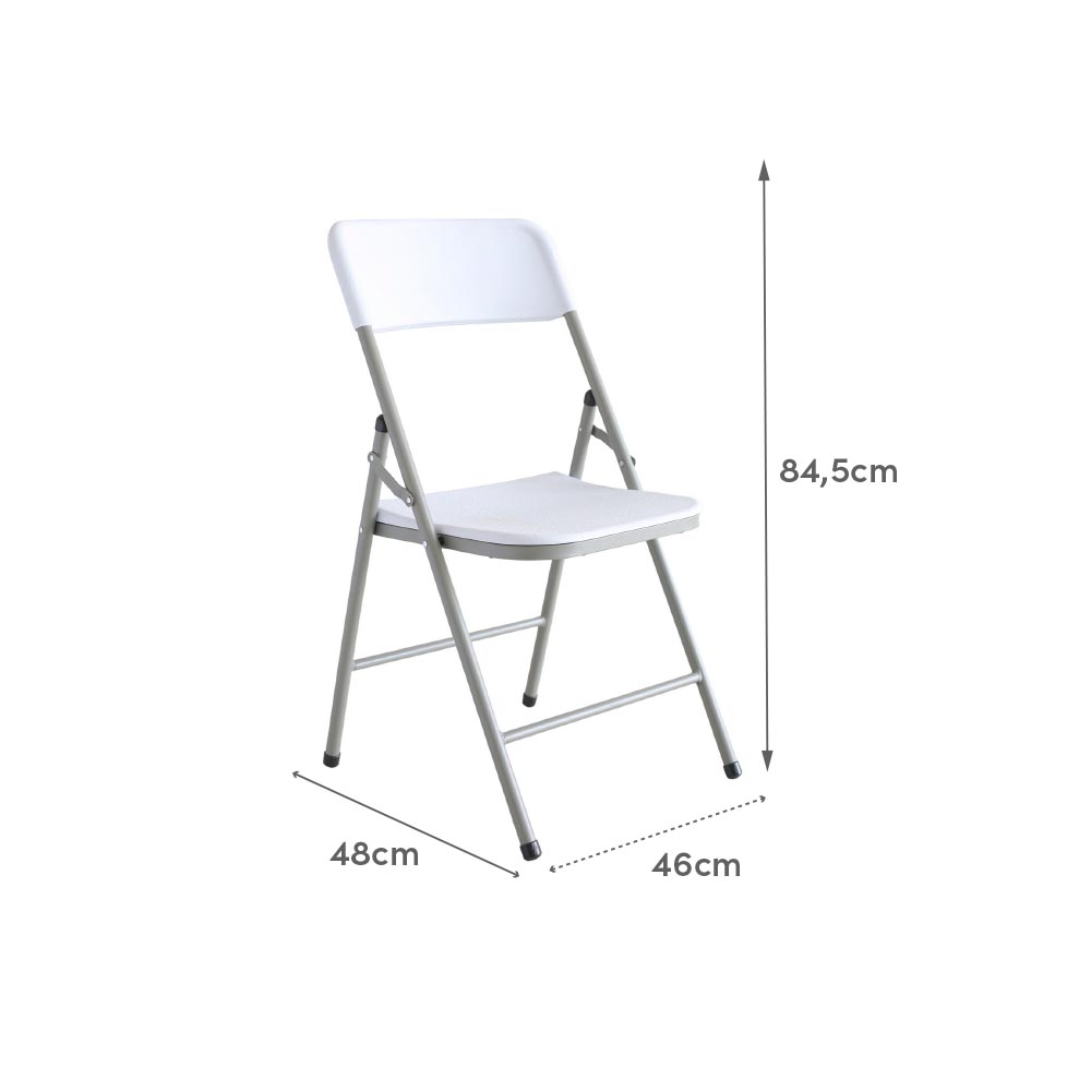 Conjunto De Mesa Rectangular Y 6 Sillas De Jardín Plegables Para Catering De Plástico HDPE Blanco Y Acero Gris