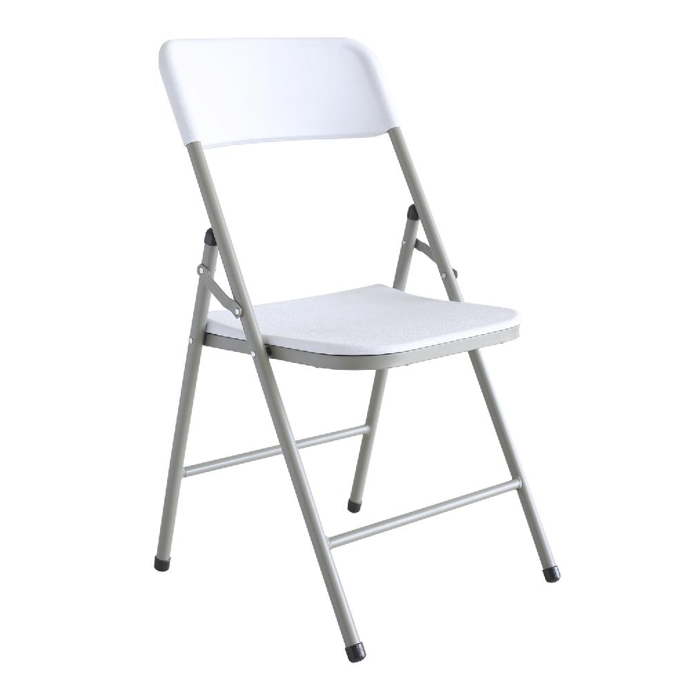 Conjunto De Mesa Rectangular Y 6 Sillas De Jardín Plegables Para Catering De Plástico HDPE Blanco Y Acero Gris