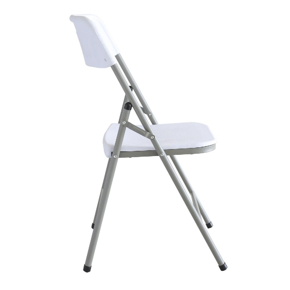 Conjunto De Mesa Rectangular Y 6 Sillas De Jardín Plegables Para Catering De Plástico HDPE Blanco Y Acero Gris