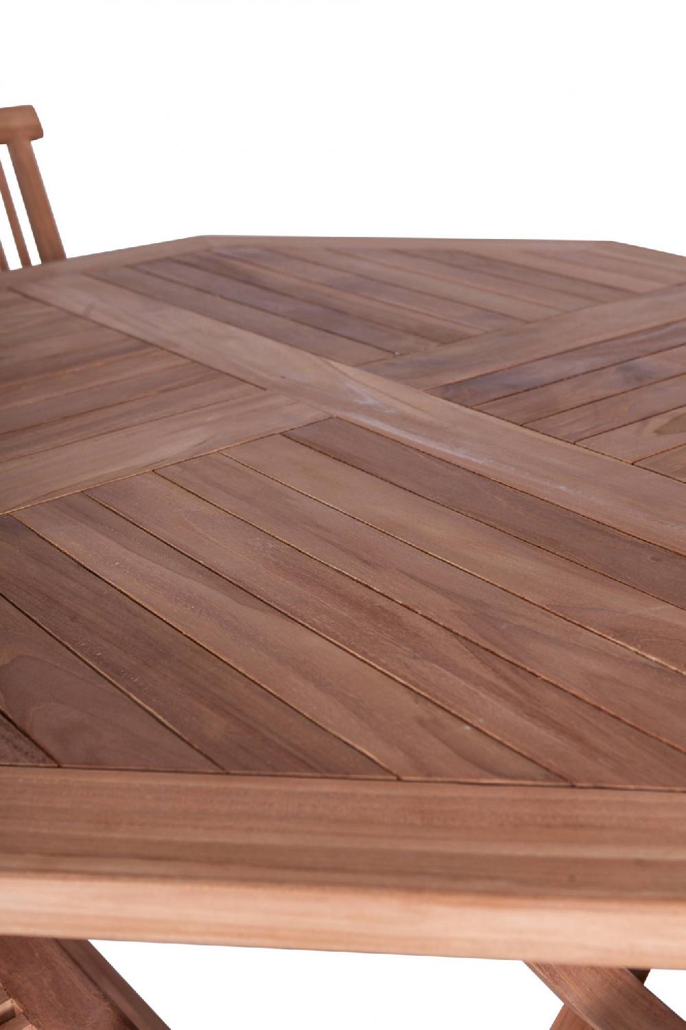 Conjunto De Mesa Y 4 Sillas En Madera De Teca Con Mesa Octogonal