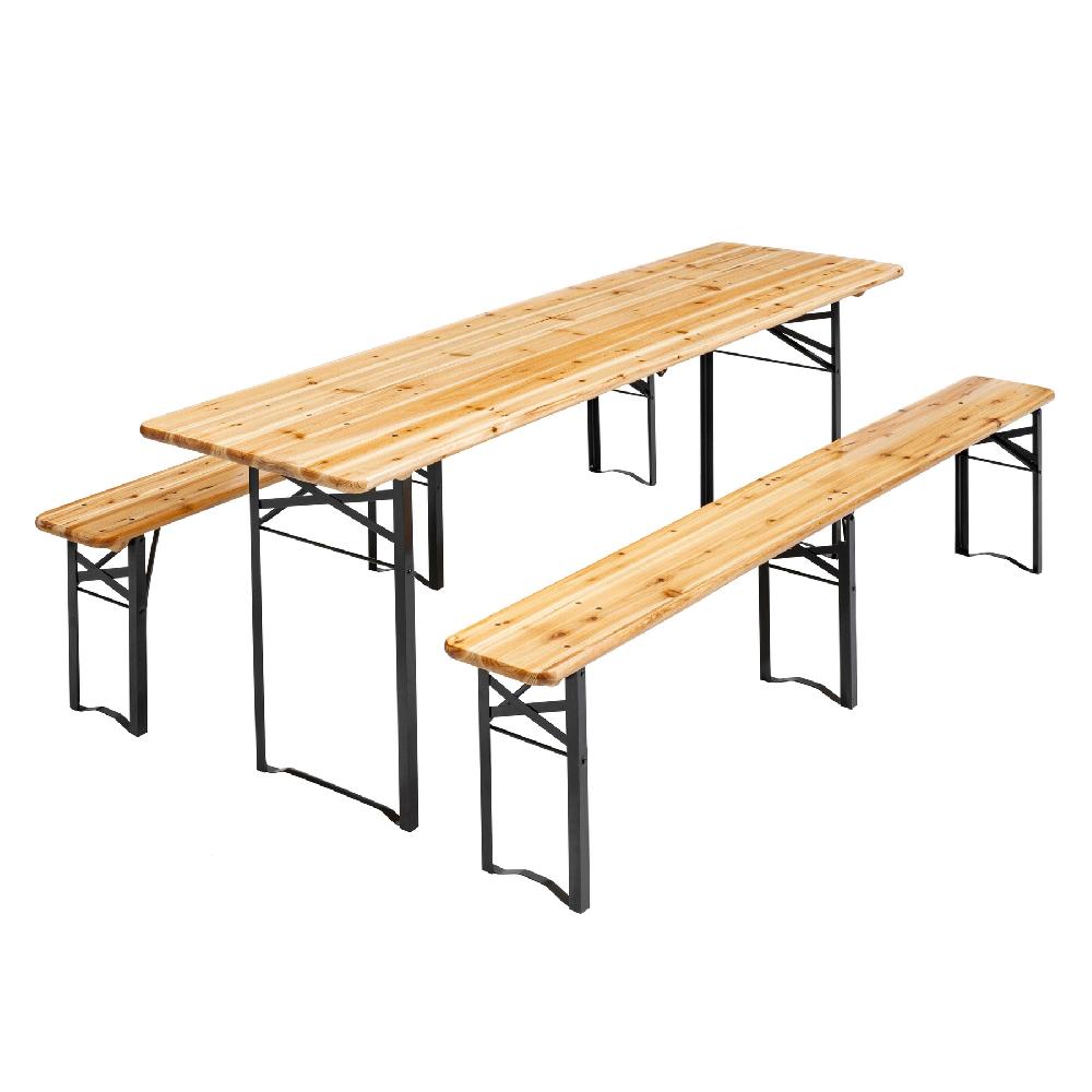 Conjunto de mesa y bancos plegables de madera de 218 cm