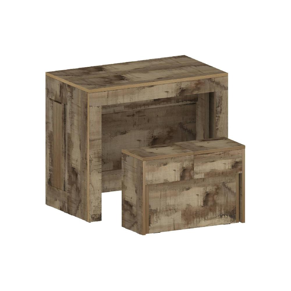 Conjunto De Mesa Y Sillas Crispin Composición Multiusos Conjunto Con Consola Y 1 Banco Extensible 100% Made In Italy 66x25h45 Cm Arce