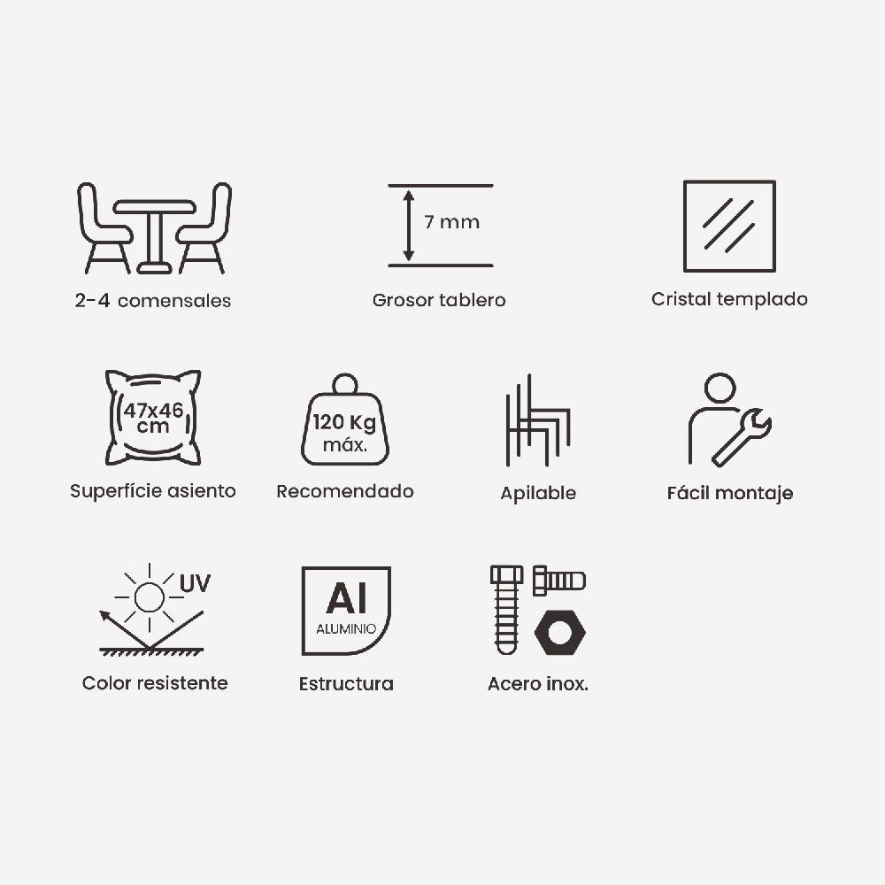 Conjunto De Mesas Y Sillas De Jardín Redonda Blanco