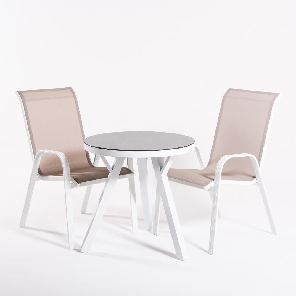 Conjunto De Mesas Y Sillas De Jardín Redonda Blanco