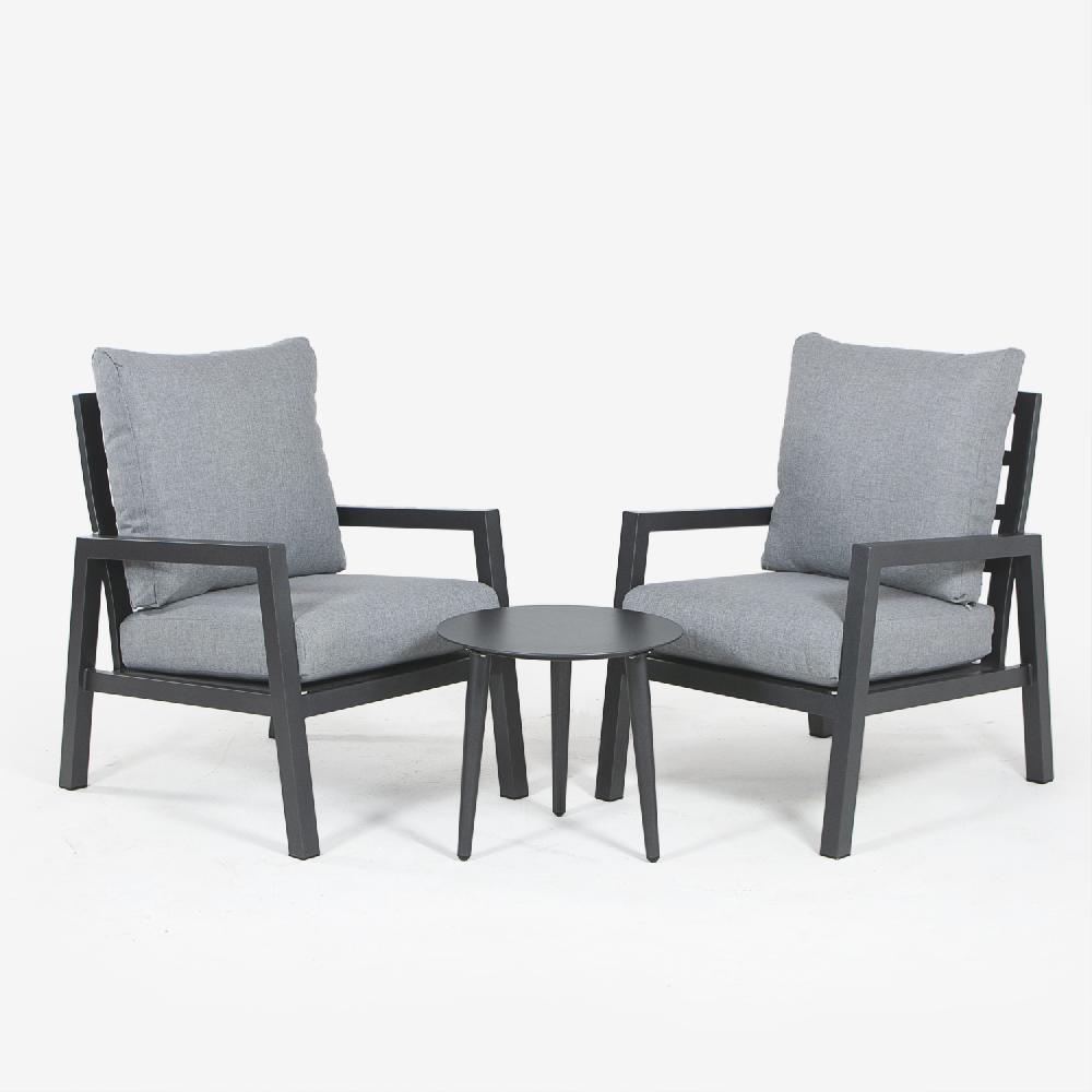 Conjunto De Mesas Y Sillas Para Jardín Reforzado Aluminio Color Antracita Conjunto:170x83x89