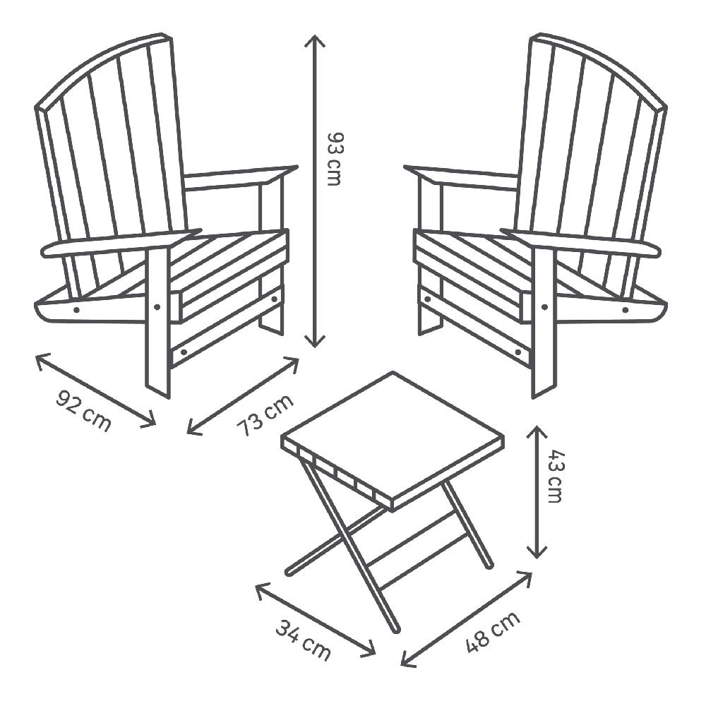 Conjunto De Muebles De Exterior California De Madera Para 2 Comensales