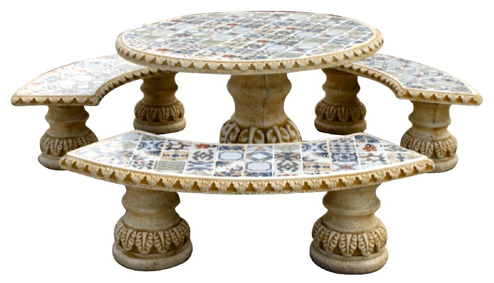 Conjunto de muebles de exterior de hormigón Hojas para 6 personas