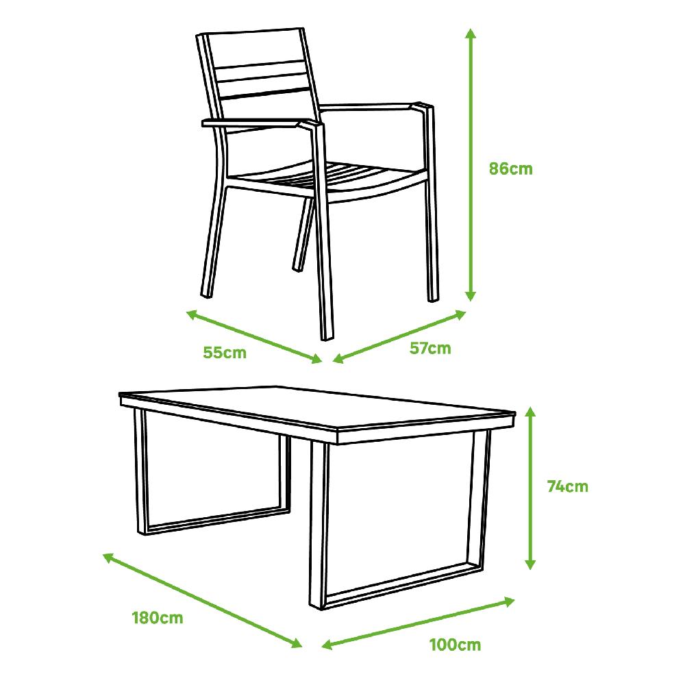 Conjunto De Muebles De Exterior Menorca De Aluminio Para 6 Comensales