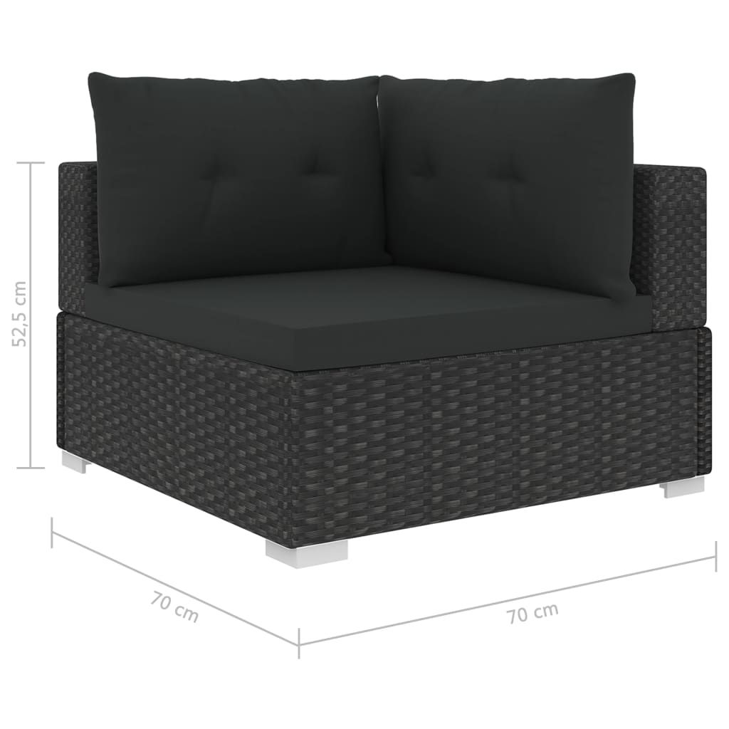 Conjunto De Muebles De Jardín 10 Piezas Con Cojines Ratán Resina Negro VidaXL