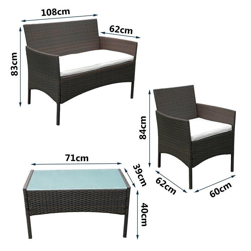 Conjunto De Muebles De Jardín 4 Muebles Ratán Poly Sillón Relax Marrón