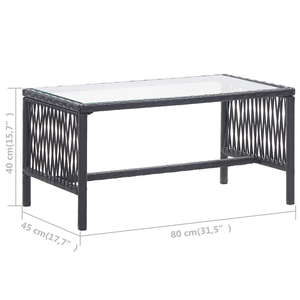 Conjunto De Muebles De Jardín 4 Piezas Con Cojín Ratán Resina Negro VidaXL