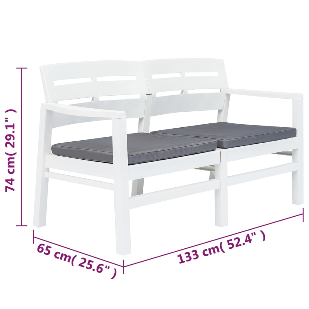 Conjunto De Muebles De Jardín 4 Piezas Plástico Blanco VidaXL