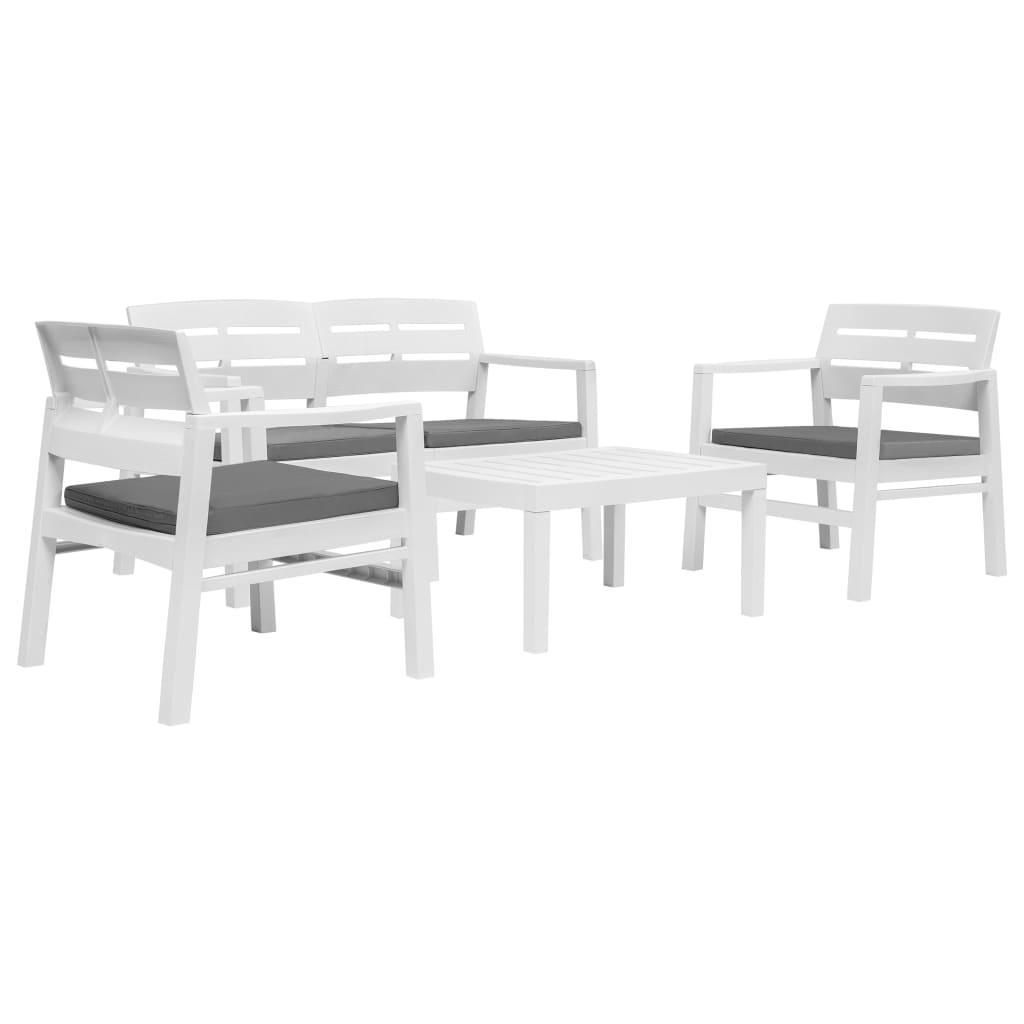 Conjunto de muebles de jardín 4 piezas plástico blanco vidaXL