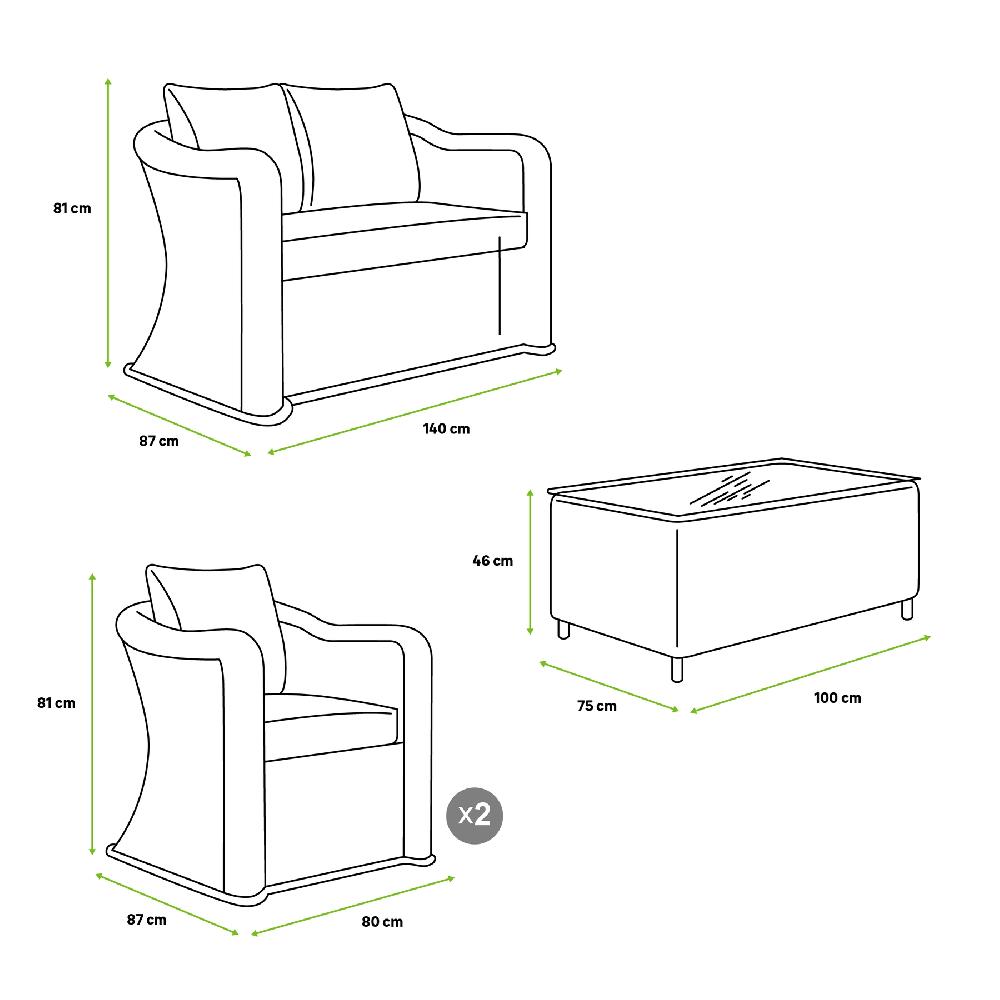 Conjunto De Muebles De Jardín Berna Para 4 Comensales