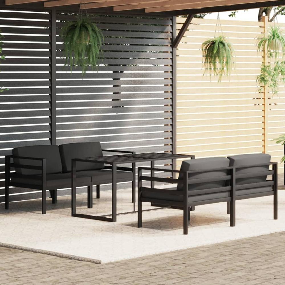 Conjunto De Muebles De Jardín Con Cojines 5 Piezas Aluminio Antracita VidaXL