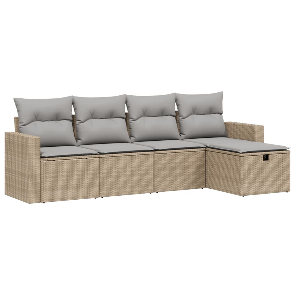 Conjunto De Muebles De Jardín Con Cojines 5 Piezas Mezcla De Resina Tejida Beige VidaXL