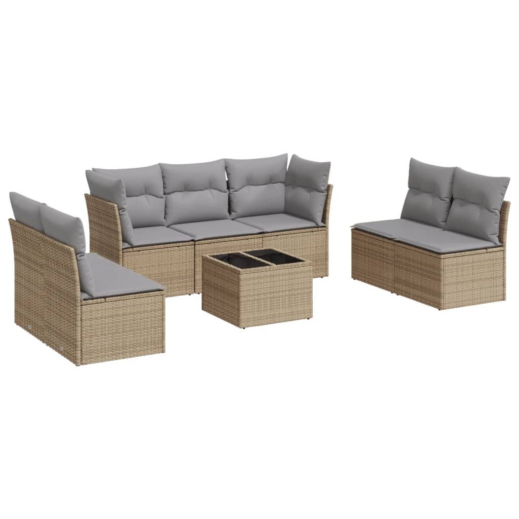 Conjunto De Muebles De Jardín Con Cojines 8 Piezas Mimbre Resina Beige VidaXL