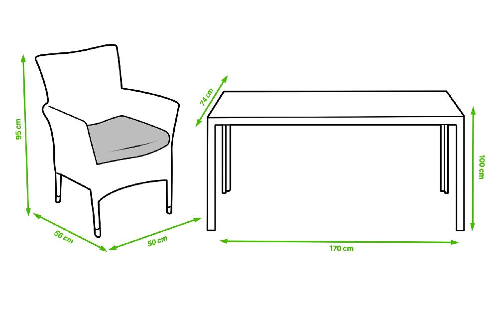 Conjunto De Muebles De Jardín Costa Rica De Ratán Sintético Para 6 Comensales