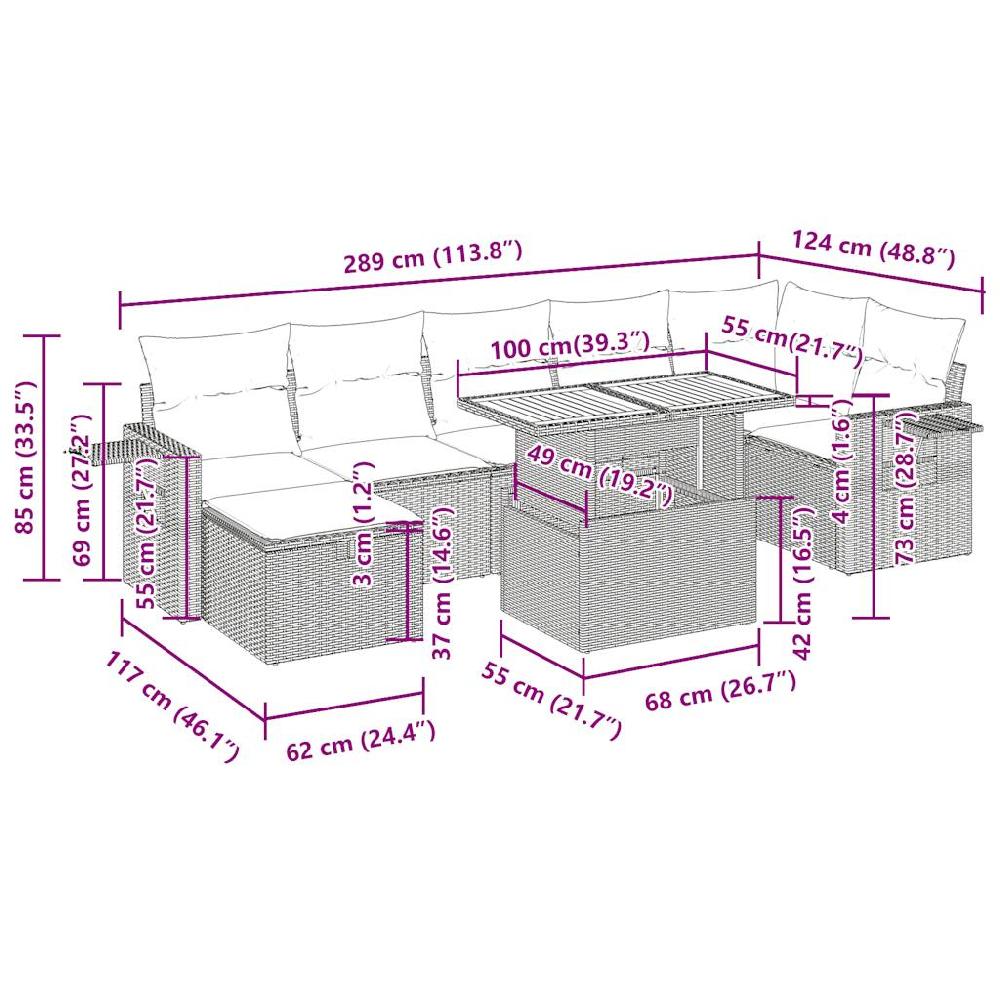 Conjunto De Muebles De Jardín De 5 Piezas Con Cojines De Resina De Acacia Beige VidaXL