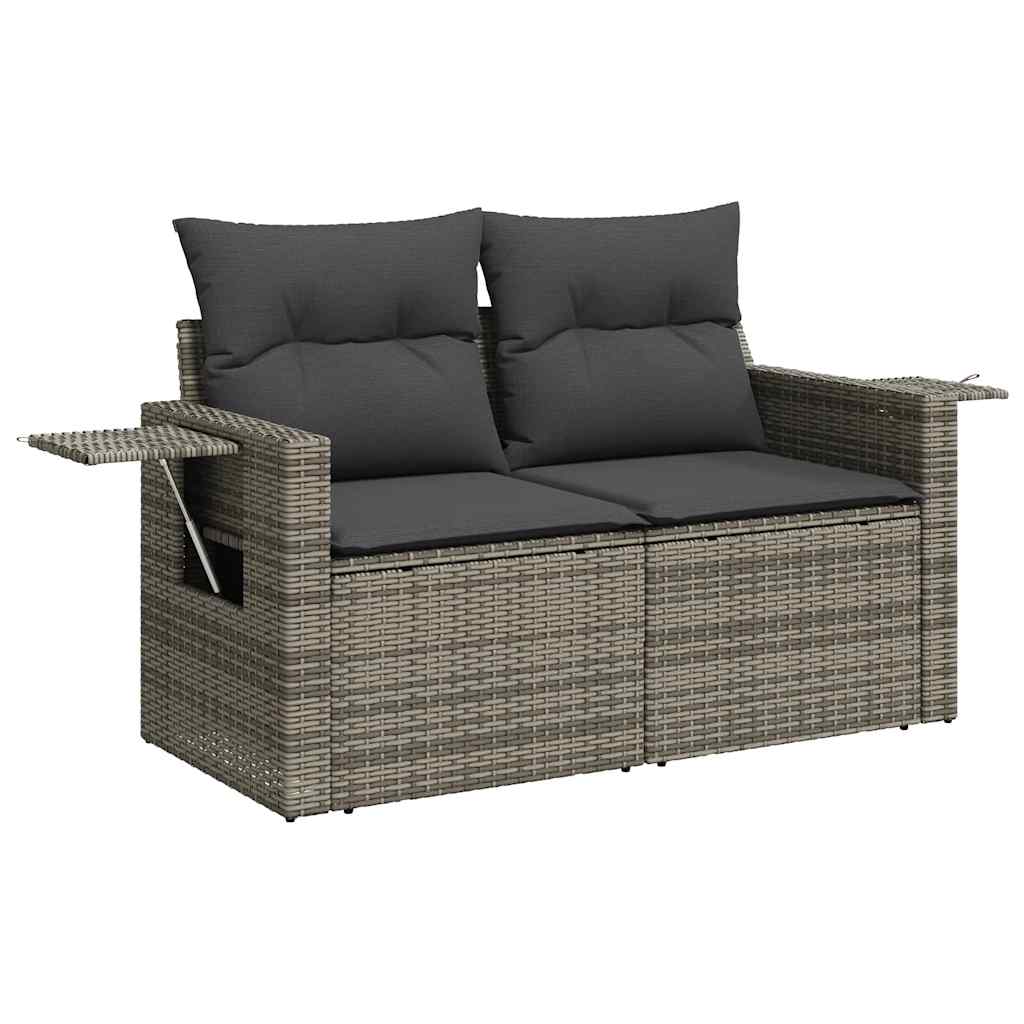Conjunto De Muebles De Jardín De 6 Piezas Con Cojines De Mimbre De Resina Gris VidaXL