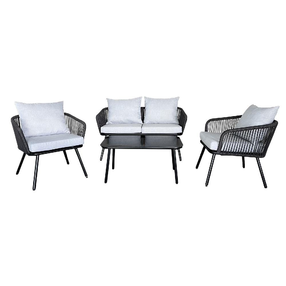 Conjunto De Muebles De Jardín De Cuerda OUVÉA Gris Claro 4 Asientos