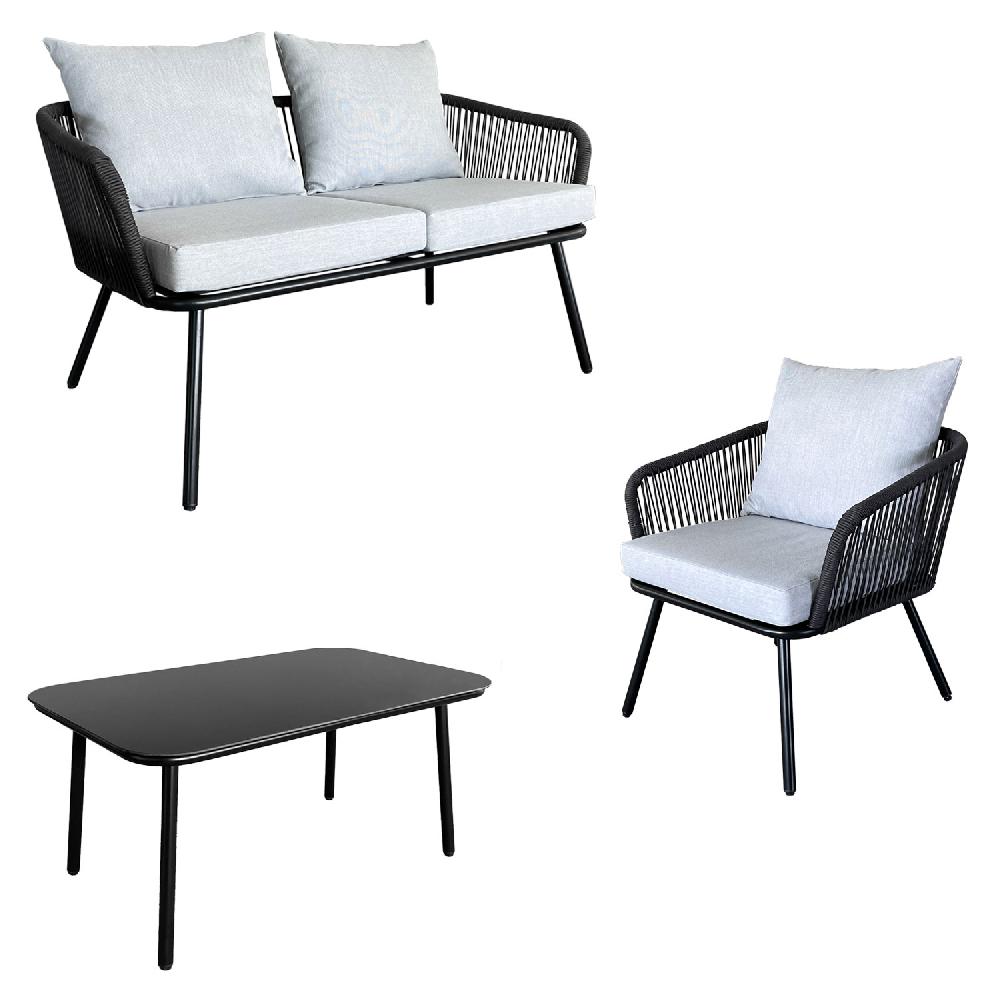 Conjunto De Muebles De Jardín De Cuerda OUVÉA Gris Claro 4 Asientos