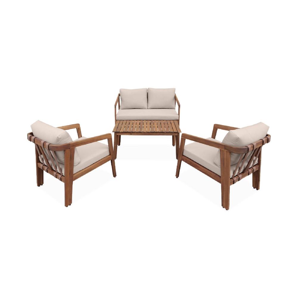 Conjunto De Muebles De Jardín De Madera De 4 Plazas Loberia Beige 108.5x74.7x64.5 Cm