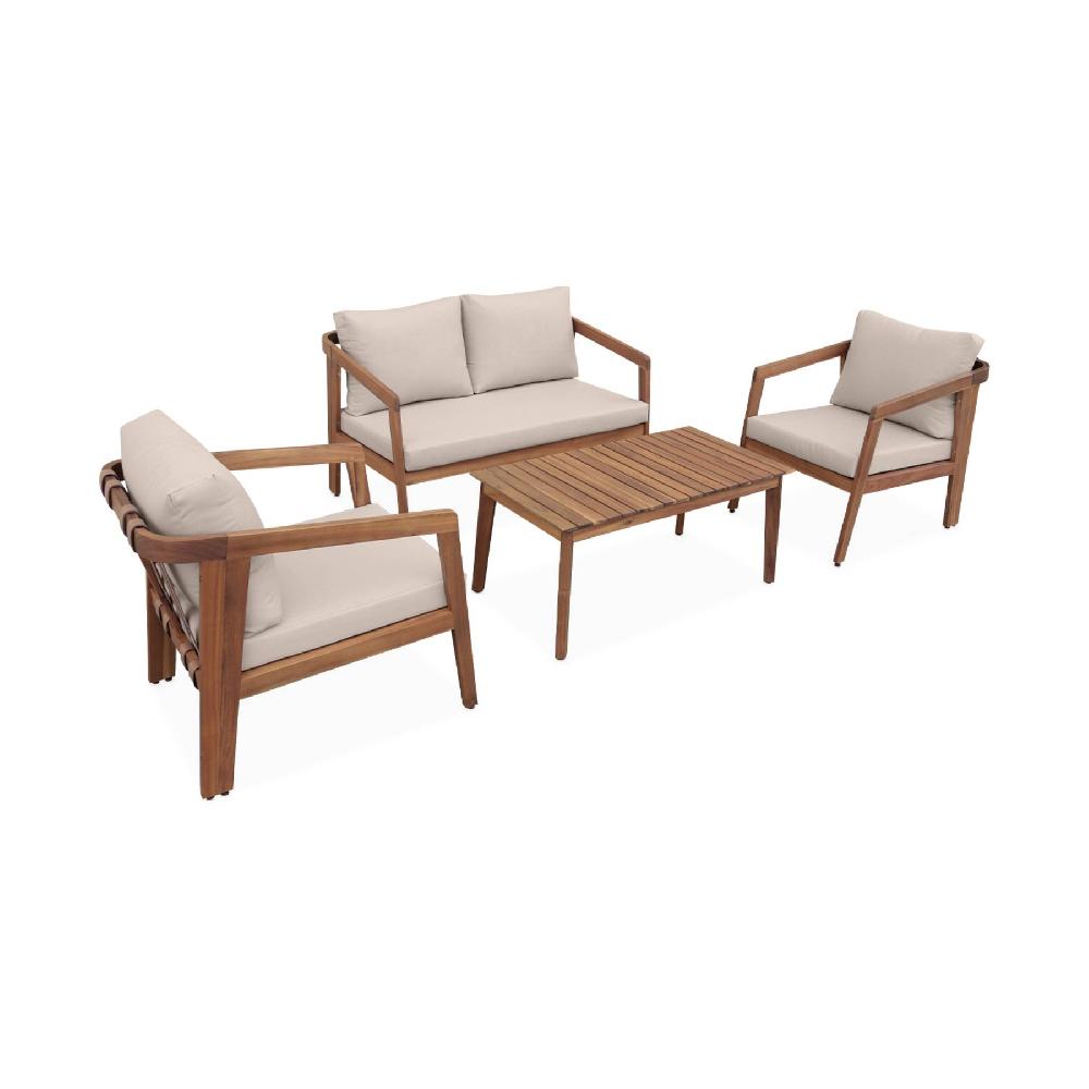 Conjunto de muebles de jardín de madera de 4 plazas Loberia Beige 108.5x74.7x64.5 cm