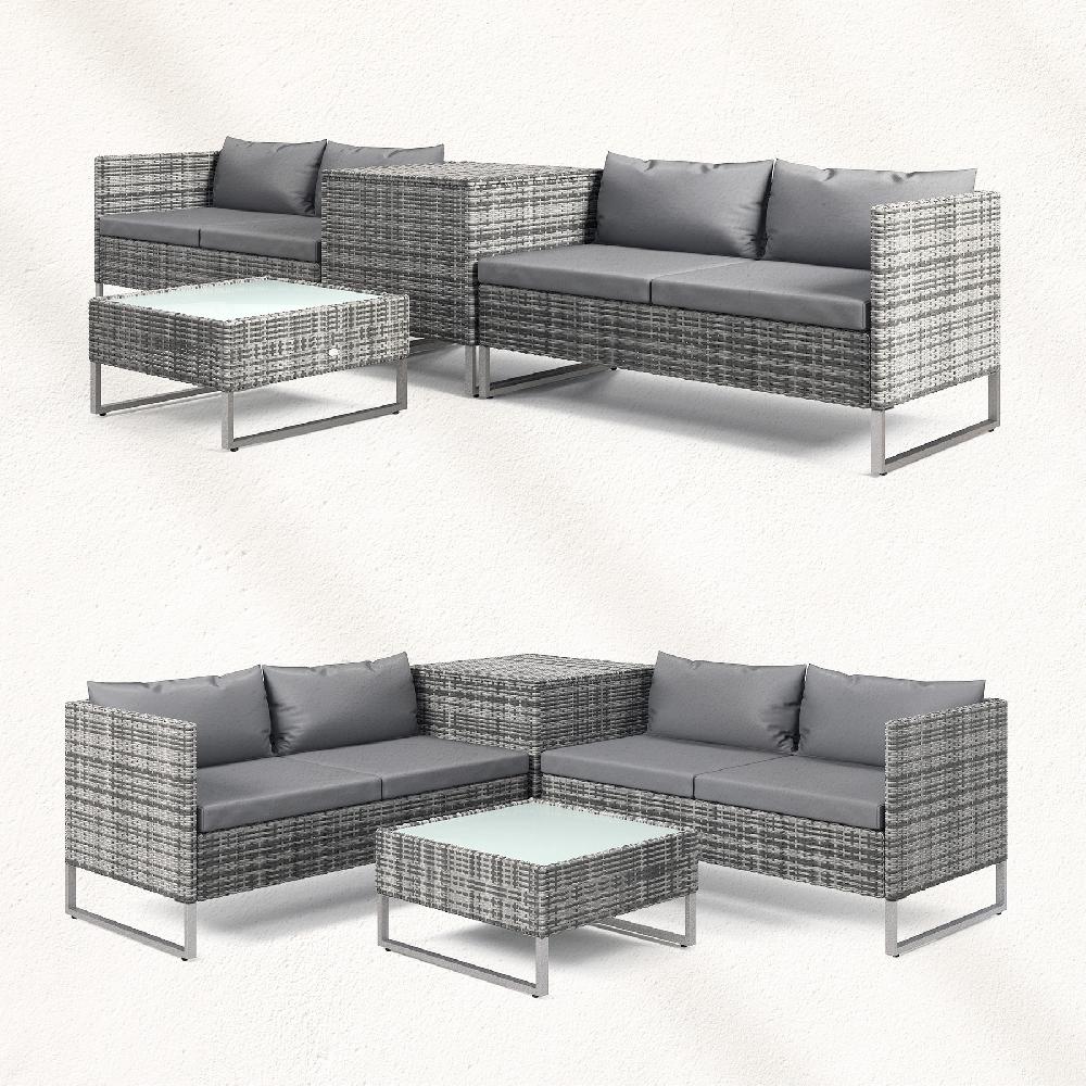 Conjunto De Muebles De Jardín De Ratán Outsunny Gris 132x69x64 Cm_860-114V01